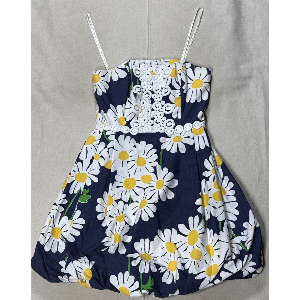 VTG LIZA by Lilly Pulitzer Original Dress Size 0 Floral Embroidered Ladybug